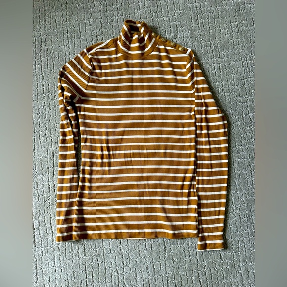 J. Crew vintage rib turtleneck with buttons, stripe ribbed turtleneck, small EUC - Picture 3 of 6